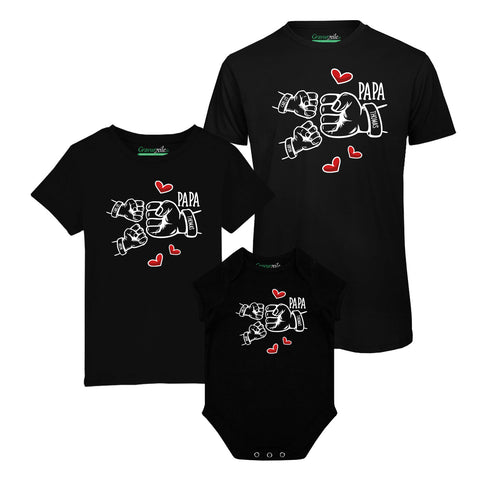 Personalisiertes T-Shirt Set für Vater & Kind - Papa Fist Bump