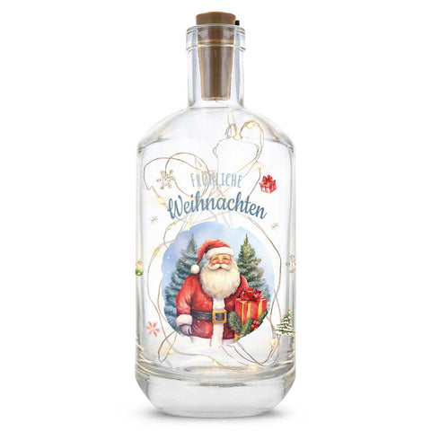 Flaschenlicht mit LED-Lichterkette und UV Druck - Weihnachtsmann Design - Weihnachtsdekoration