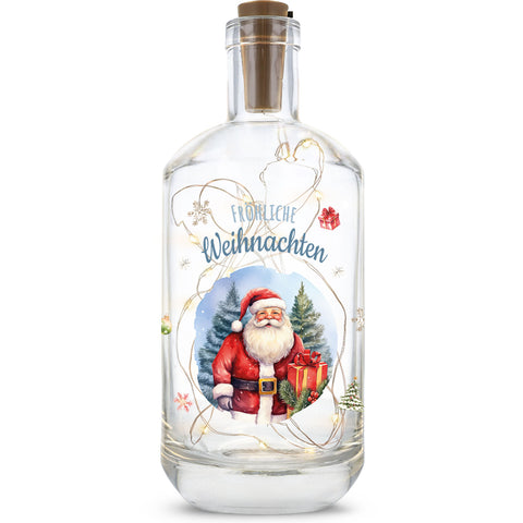 Flaschenlicht mit LED-Lichterkette und UV Druck - Weihnachtsmann Design - Weihnachtsdekoration