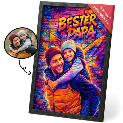Personalisiertes Poster - Bester Papa Streetart - Personalisiertes Geschenk mit Foto