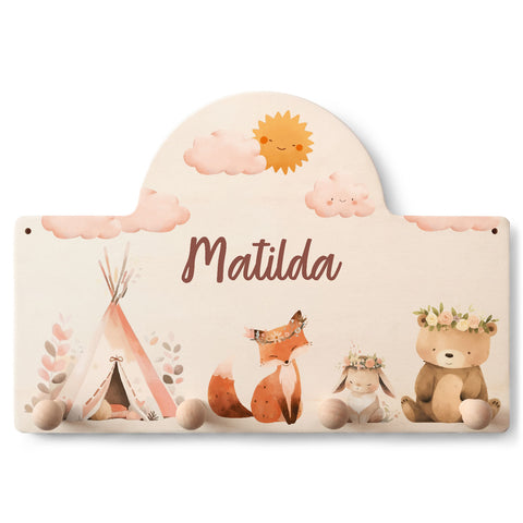 Personalisierte Garderobe fürs Kinderzimmer - Camping