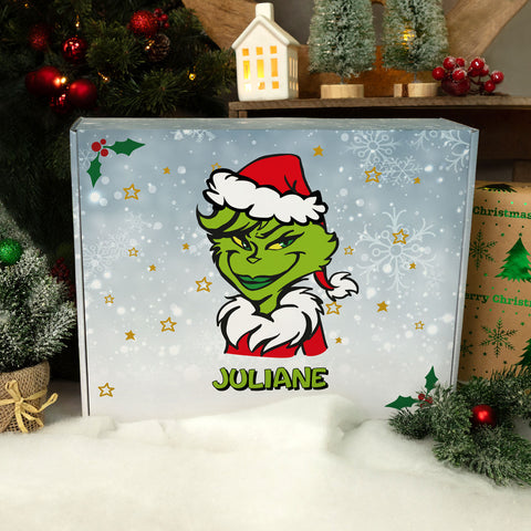 Personalisierte DIY Geschenkbox Grinch mit Namen