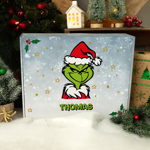 Personalisierte DIY Geschenkbox Grinch mit Namen
