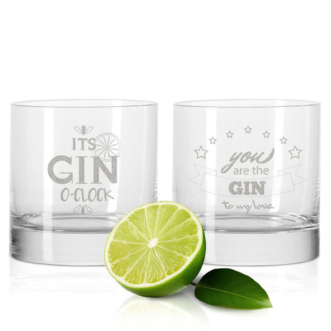 2er Set Montana GIN-Gläser "Its GIN O-Clock" & "You are the GIN to my love"