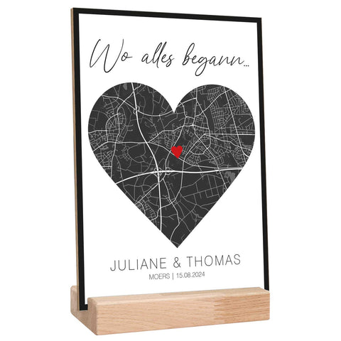Holzschild "Wo alles begann" - Personalisiertes Geschenk mit Wunschkoordinaten