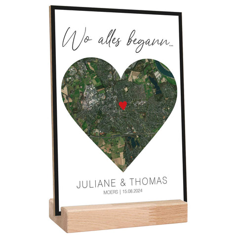 Holzschild "Wo alles begann" - Personalisiertes Geschenk mit Wunschkoordinaten