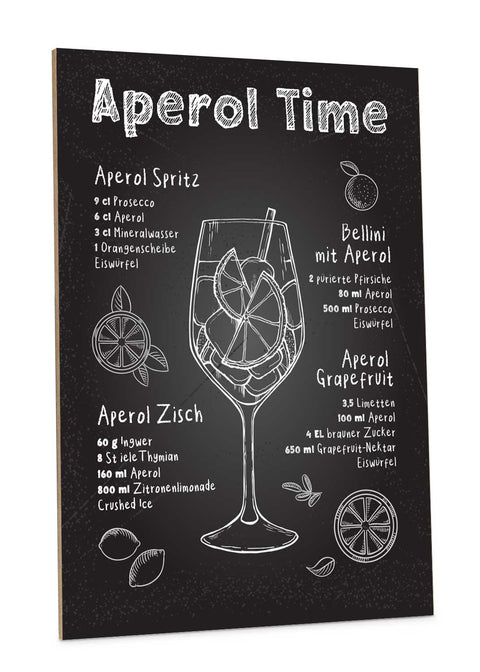 Holzschild mit Aperol Spritz Motiv - Aperol Rezepte - Geschenk für Aperol Liebhaber