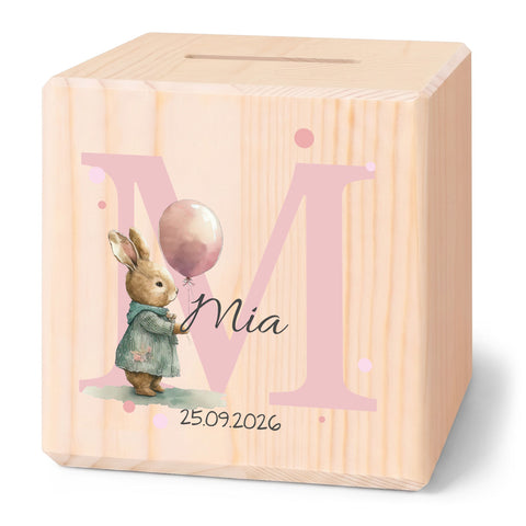 Spardose aus Holz - Tiermotive mit Monogramm