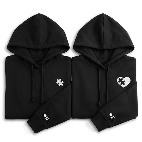 Partnerhoodies - Puzzleteil - Personalisiertes Hoodie Set mit Buchstabe im Partnerlook