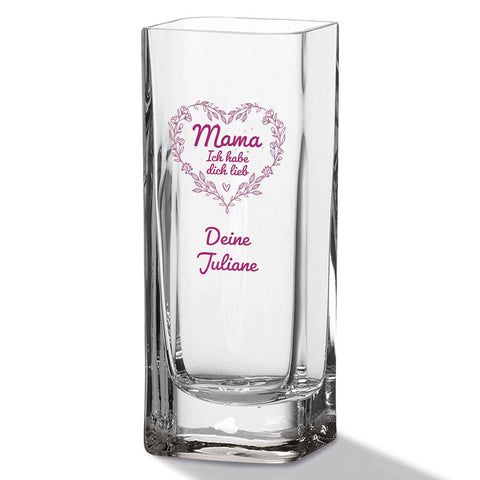 Blumenvase mit UV-Druck - Mama lieb haben - Personalisiert mit Namen - Deko Vase als Geschenk