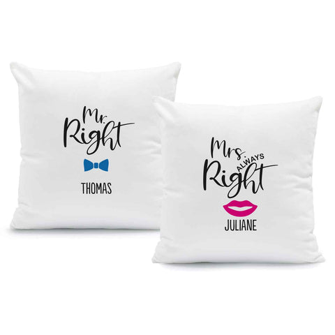 Personalisiertes Kissen mit Motiv - Mr. und Mrs. Right