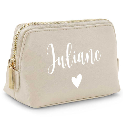 Personalisierte Leder Kosmetiktasche mit Name für Kosmetik & MakeUp
