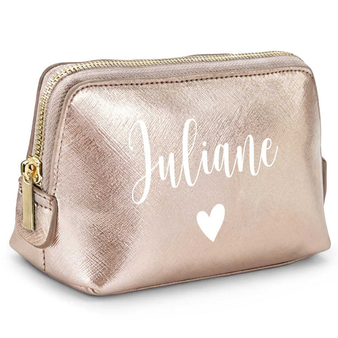 Personalisierte Leder Kosmetiktasche mit Name für Kosmetik & MakeUp
