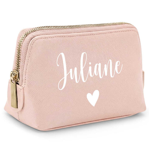 Personalisierte Leder Kosmetiktasche mit Name für Kosmetik & MakeUp