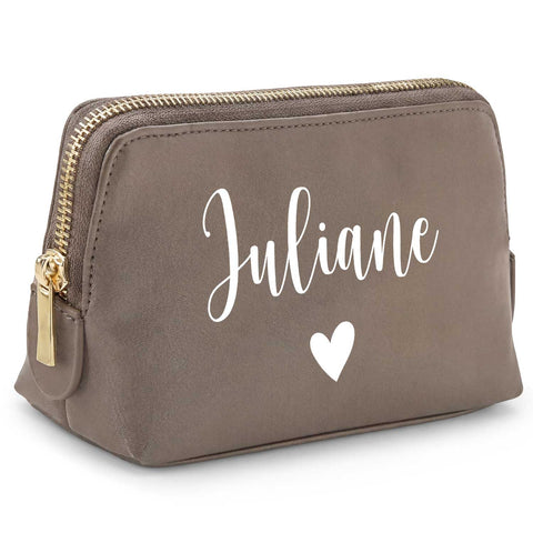 Personalisierte Leder Kosmetiktasche mit Name für Kosmetik & MakeUp
