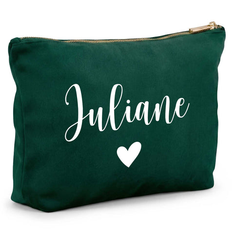 Personalisierte Samt Kosmetiktasche mit Name für Kosmetik & MakeUp