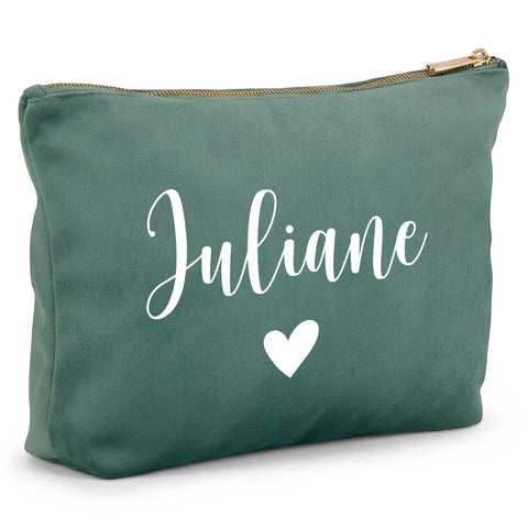 Personalisierte Samt Kosmetiktasche mit Name für Kosmetik & MakeUp