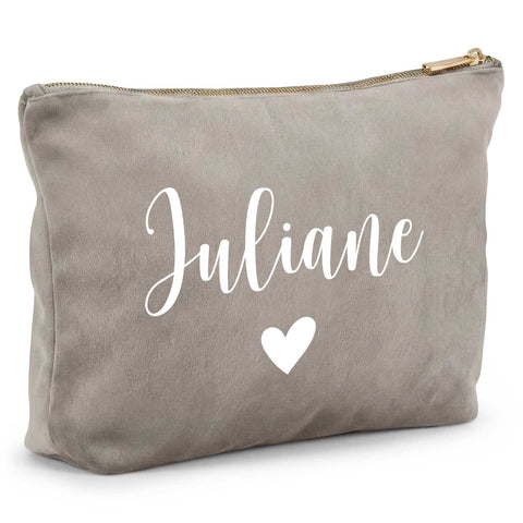 Personalisierte Samt Kosmetiktasche mit Name für Kosmetik & MakeUp
