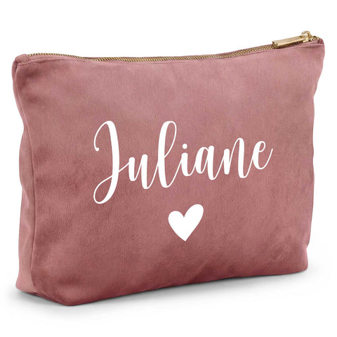Personalisierte Samt Kosmetiktasche mit Name für Kosmetik & MakeUp