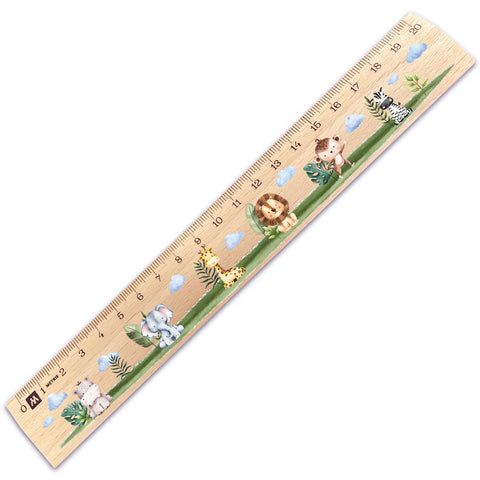 Lineal zur Einschulung im Tiere Design für Kinder aus Holz