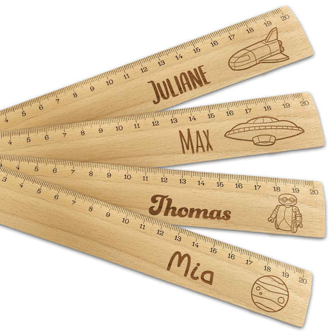 Personalisiertes Lineal mit Gravur - Zur Einschulung mit Space Motiven