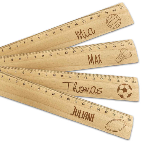 Personalisiertes Lineal mit Gravur - Zur Einschulung mit Sport Motiven