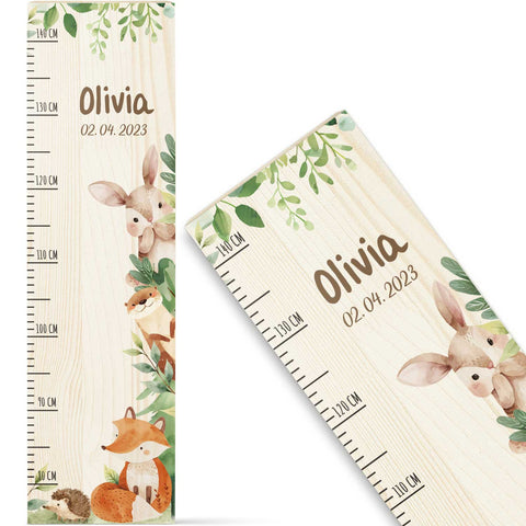 Messlatte mit Namen für Kinder im Waldtiere Design