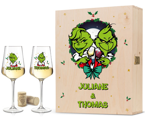 Leonardo Puccini Weinglas mit UV Druck - Grinch Motiv