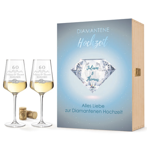 Leonardo Weingläser im "Diamantene Hochzeit - 60 Jahre" Design als Set