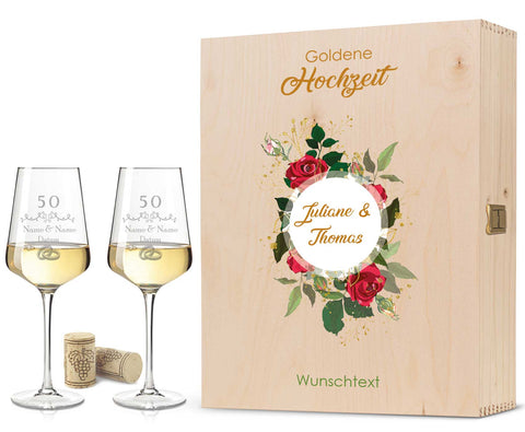 Stölzle Lausitz Weingläser mit Gravur "zur Goldenen Hochzeit" als Set