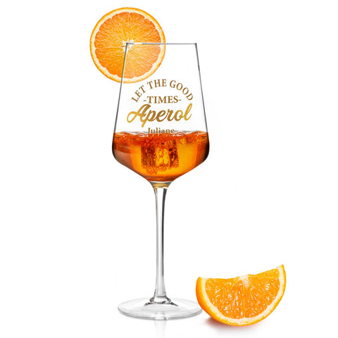 Leonardo Weinglas mit UV-Druck - "Let the  good times Aperol" mit Namen