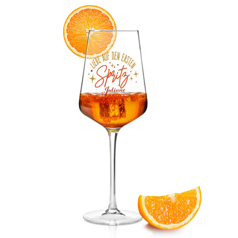 Leonardo Weinglas mit UV-Druck - "Liebe auf den ersten Spritz" mit Name