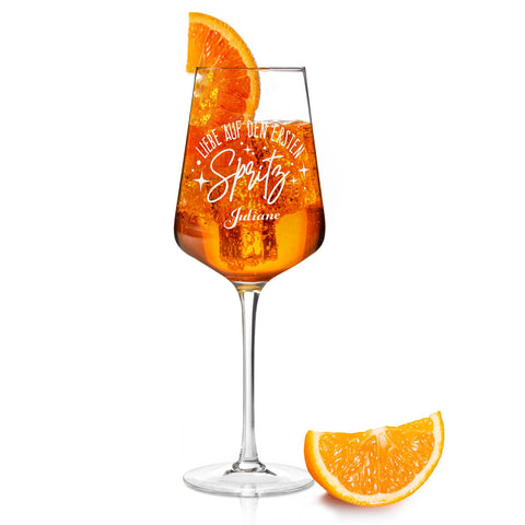 Leonardo Weinglas mit Gravur - "Liebe auf den ersten Spritz" mit Name