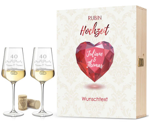 Stölzle Lausitz Weingläser im "Rubinhochzeit - 40 Jahre" Design als Set
