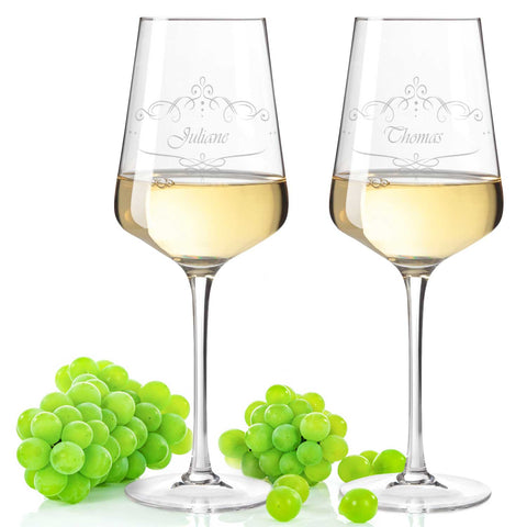 Leonardo Puccini Weißweingläser "Vintage Weinranke" mit Namen im Set