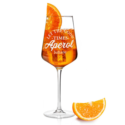 Leonardo Weinglas mit Gravur - "Let the good times Aperol" mit Name