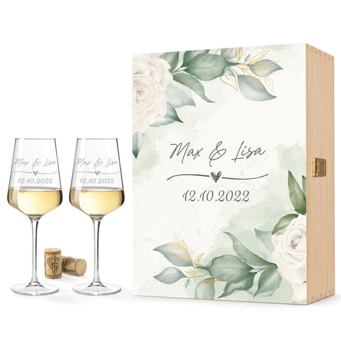 Leonardo Gläser mit Gravur im "Wedding Love" Design als Set