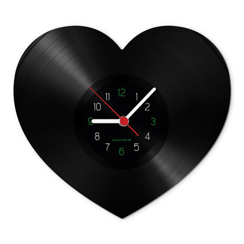 Wanduhr aus Vinyl Heartbeart