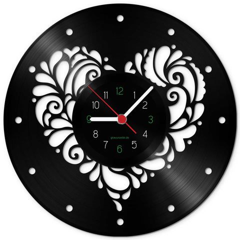 Wanduhr aus Vinyl Herzlich