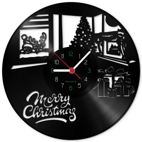 Wanduhr aus Vinyl Merry Christmas