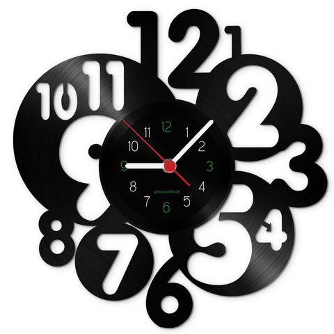 Wanduhr aus Vinyl Runde Zahlen
