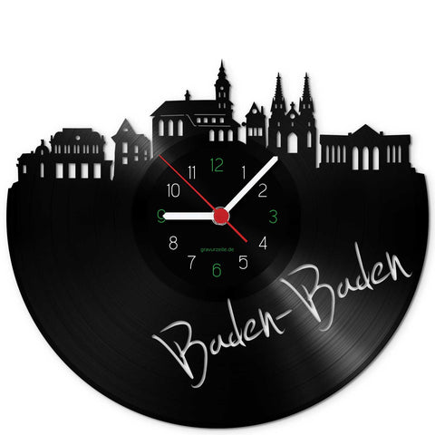 Wanduhr aus Vinyl Skyline Baden-Baden
