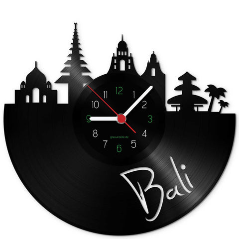 Wanduhr aus Vinyl Skyline Bali