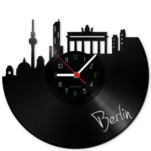 Wanduhr aus Vinyl Skyline Berlin