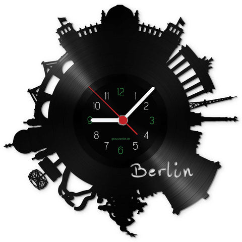 Wanduhr aus Vinyl Skyline Berlin 2017