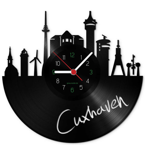 Wanduhr aus Vinyl Skyline Cuxhaven