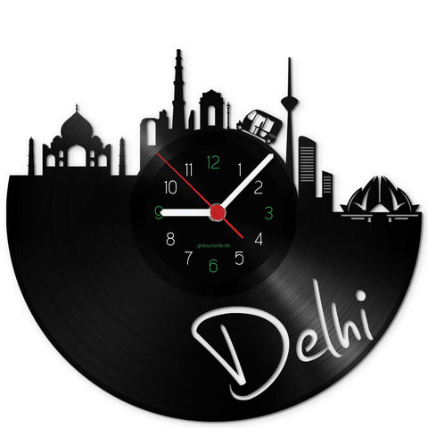 Wanduhr aus Vinyl Skyline Delhi