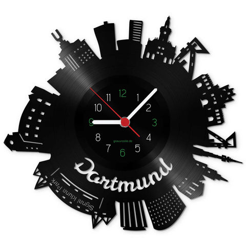Wanduhr aus Vinyl Skyline Dortmund 2017