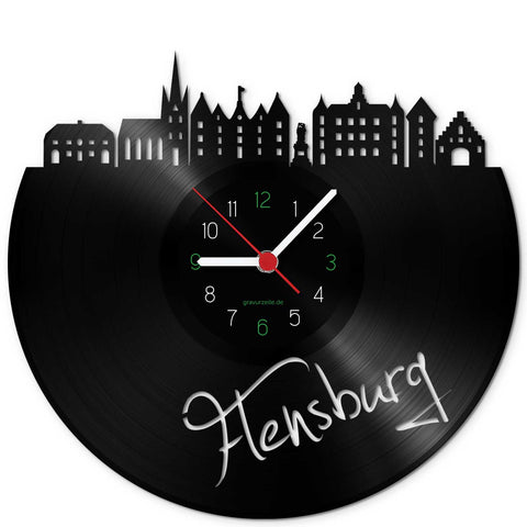 Wanduhr aus Vinyl Skyline Flensburg