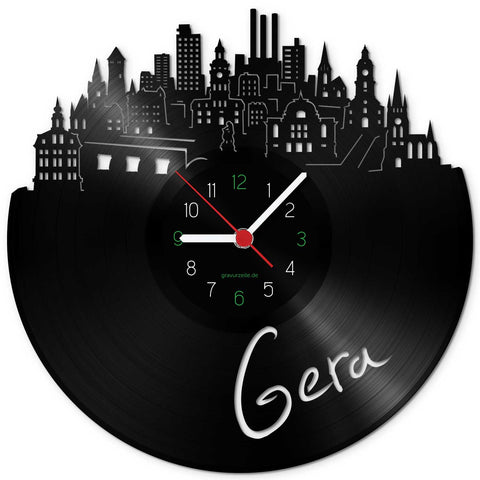 Wanduhr aus Vinyl Skyline Gera